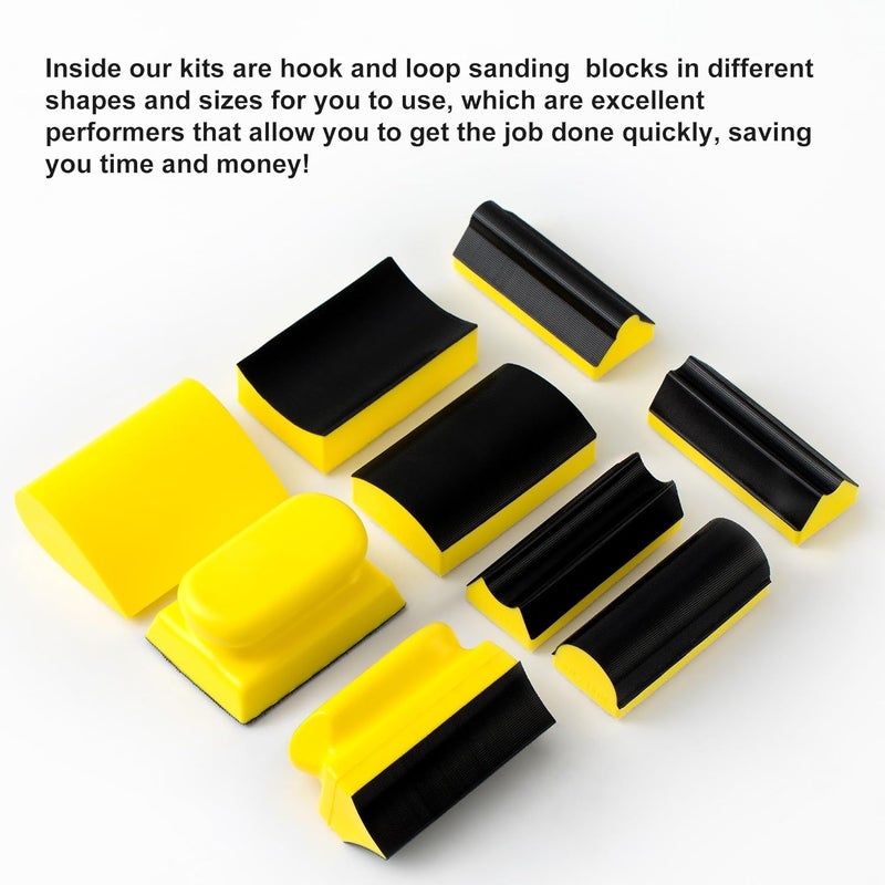 Shawya 49 PCS Hand Sanding Block Set Include 9 PCS Hand Sanding Block with 40 Sheet Sandpaper Interchangeable Assorted Convex & Concave Shapes Used for Woodworking Furniture Auto Paint - Image 4